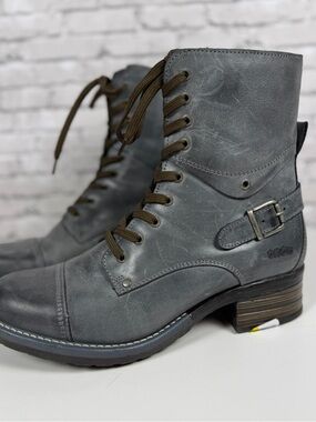 Taos Footwear Gray Lace-Up Leather Boots Side Zip EU 41, US 10-10.5